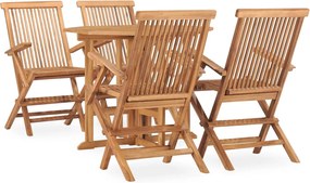 vidaXL Set mobilier de exterior pliabil, 5 piese, lemn masiv de tec