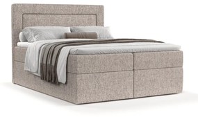 Pat boxspring maro deschis cu spațiu de depozitare 160x200 cm Imagine – Maison de Rêve