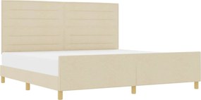 vidaXL Cadru de pat cu headboard Crem 200 x 200 cm țesătură