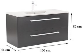 Dulap inferior Vario Clam 100 cu lavoar antracit-antracit