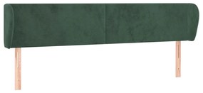 Tablie de pat cu aripioare verde inchis 203x23x78 88 cm catifea 1, Verde inchis, 203 x 23 x 78 88 cm