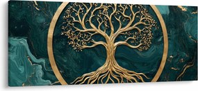 Tablou – Arborele vieții auriu în marmură (120x50 cm)
