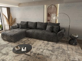Colțar extensibil dumonde cu ladă de depozitare si sezut confortabil din spuma high-density, Berlin XL Euphoria Negru 350x185 cm