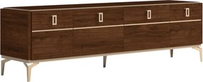 Comodă TV lemn masiv nuc Devon Lucios, 195 × 49 × 59 cm