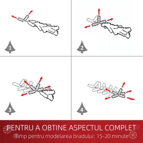 HOMCOM Brad de Crăciun Înzăpezit cu 464 crengi și 28 conuri, Brad Artificial cu Bază Detașabilă, Ø69x150 cm, Verde | Aosom Romania