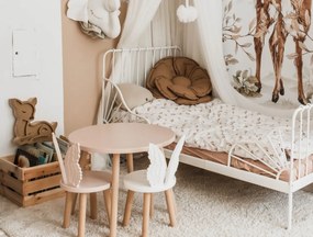 Set masuta rotunda roz si 2 scaunele ingeras alb si roz