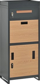 Cutie pentru colete și scrisori cu jardinieră integrată, 50x37x118,5 cm, Gri+Culoare naturală