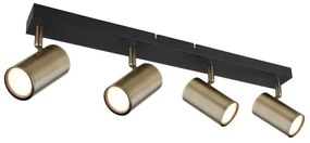 Plafoniera cu 4 spoturi directionabile design modern ROBBY negru mat, alama antica