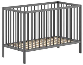 Pătuț gri antracit din lemn masiv de pin 60x120 cm DINO – Vipack