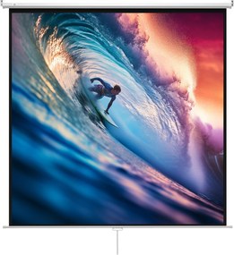 HOMCOM Ecran de Proiecție 120 Inch Format 1:1, Ecran Rulabil cu Unghi de 160° și Montare pe Tavan sau Perete, 223x8x223 cm, Alb | Aosom Romania