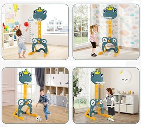 Panou de baschet 4 în 1 cu înălțime reglabilă și joc de aruncare inele, portocaliu