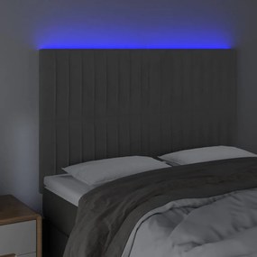 Tablie de pat cu LED, gri inchis, 144x5x118 128 cm, catifea 1, Morke gra, 144 x 5 x 118 128 cm