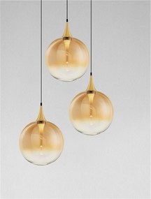 Lustra moderna cu 3 pendule LED, Metal, Sticla, Champaign, ORENDA