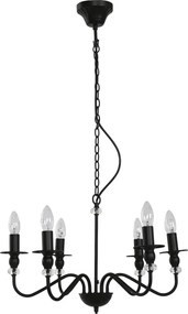 Candelabru din metal, negru, cu 6 brațe, 46 x 54 cm, „Cayeux”