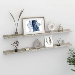 vidaXL Rafturi de perete, 2 buc., gri beton, 115x9x3 cm