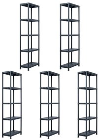 vidaXL Rafturi de depozitare 5 buc. negru 60x30x180 cm plastic 125 kg