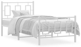 374301 vidaXL Cadru de pat metalic cu tăblie de cap/picioare, alb, 90x200 cm