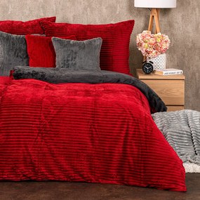 Lenjerie de pat din micro-flanelă 4Home Stripe, vișiniu, 140 x 200 cm, 70 x 90 cm