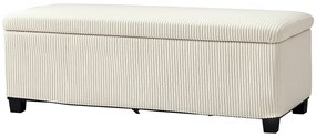 HOMCOM Banc de depozitare capăt de pat din catifea cordonată cu capac, pentru salon, dormitor, intrare, 112 x 42 x 40 cm, bej | Aosom Romania