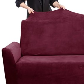 Husa elastica pentru canapea de 2 locuri LARSI, rosu vin