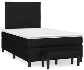 vidaXL Pat box spring cu saltea, negru, 120x190 cm, catifea