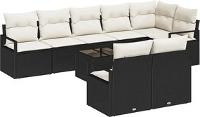 vidaXL Set de canapea cu pernă 9 pcs Negru poliratan