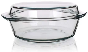Simax Tavă copt din sticlă rotundă cu capac 5,1 l