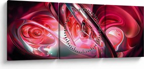 Tabloul fractalilor în roșu (cu ceas) (90x30 cm)