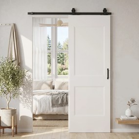 HOMCOM Ușă Culisantă de Interior din Lemn de Pin cu Șină Silențioasă, Ghidaj, Kit Accesorii, Alb | Aosom Romania