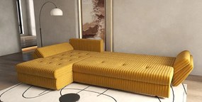 Colțar extensibil dumonde cu ladă de depozitare si sezut confortabil din spuma high-density, Loana XL Ambience Mustar II 335x185 cm