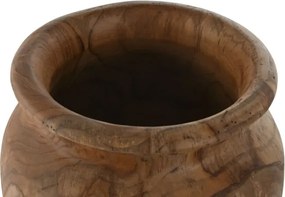 Vază decorativă, stil natural rustic, culoare natur, din lemn de tec, „Teak”