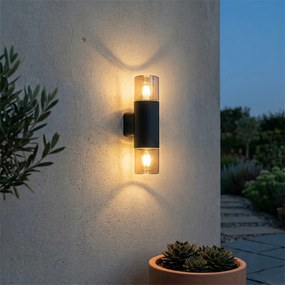 Lampa de perete exterioara moderna neagra cu 2 lumini IP44 - Odense