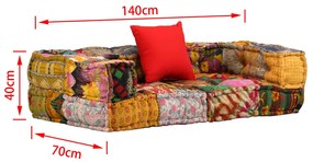 Canapea puf modulara cu 2 locuri, petice, material textil 1, Peticit, Canapea joasa cu 2 locuri cu spatar si cotiera