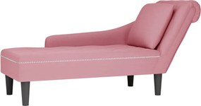 vidaXL Șezlong cu pernă și cotieră dreapta, roz, catifea