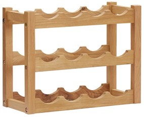 vidaXL Suport 12 sticle de vin, 47 x 21 x 36, lemn masiv de stejar