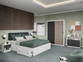 Set mobila dormitor Odin Alb/Antracit/San Remo C10