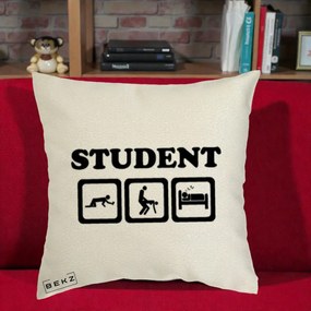 Perna Decorativa Student Life, 40x40 cm, Ecru, Husa Detasabila, Perna Inclusa, BEKZ®