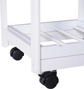 HOMCOM Cărucior pentru Bucătărie cu Sertare și Suport pentru Sticle Design Elegant în Lemn și Alb | Aosom Romania