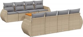 vidaXL Set canapele de grădină, 9 piese, cu perne, bej, poliratan