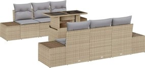 vidaXL Set de canapele pentru grădină 7 pcs Beige și gri deschis