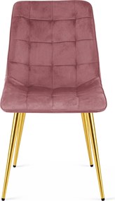 OFERTA Scaun de masa SPLIT VELVET cu picioare aurii, roz inchis calitatea II