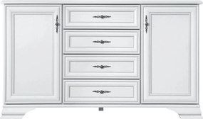 Comoda vintage alba IDENTO, PAL, 154x45x90 cm