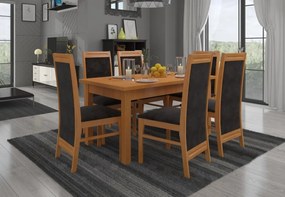 Set de masa extensibila si 6 scaune tapitate, RODOS 7, ADRK Furniture (Culoare: Stejar)