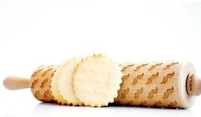 Făcăleț din lemn cu model pentru aluat Valek Mustache