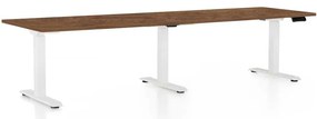 Masă înălțime reglabilă OfficeTech Long, 260 x 80 cm, picioare albe, stejar silverjack