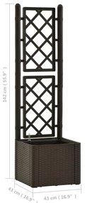 Strat inaltat gradina cu spalier si sistem automat udare, maro 1, Mocca, 43 x 43 x 142 cm, 43 x 43 x 142 cm