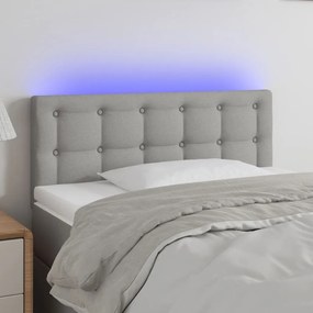 Tablie de pat cu LED, gri deschis, 100x5x78 88 cm, textil 1, Gri deschis, 100 x 5 x 78 88 cm