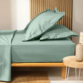 Cearceaf verde deschis din bumbac organic cu elastic 140x190 cm Biolina – douceur d'intérieur