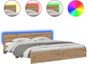 vidaXL Cadru de pat Stejar Artizanal 200 x 200 cm Lemn compozit