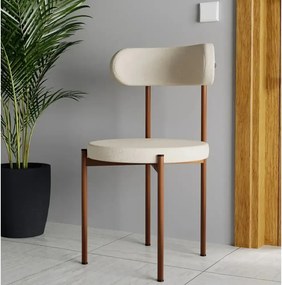 Scaun Onita profil metalic maro si tapiterie bej